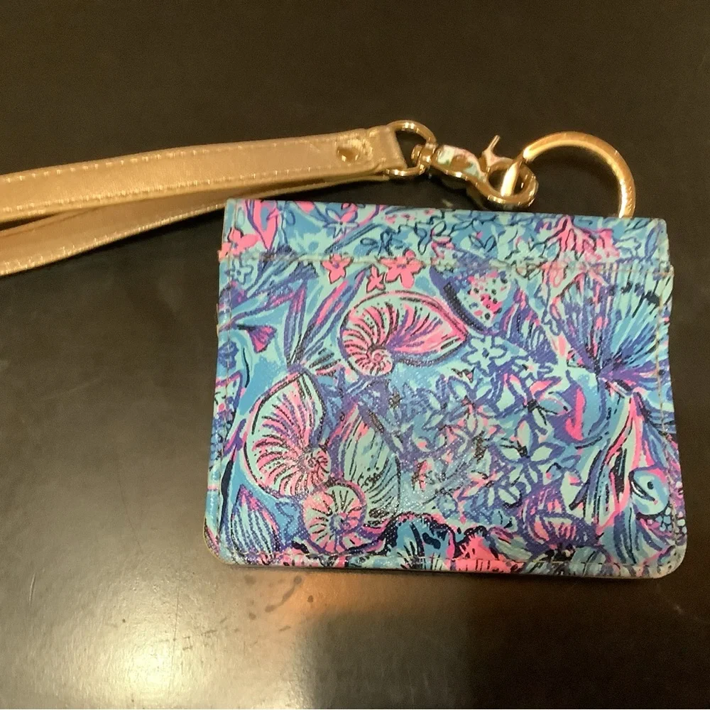 Lilly Pulitzer Colorful Shell-Print Wristlet Card Case - Blue & Pink